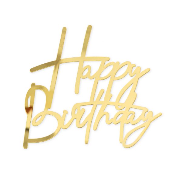 Kaketopper / Speiltopper - Gratulerer med dagen - Gull - Akryl Kaketopper / Speiltopper - Gratulerer med dagen - Gull - Akryl