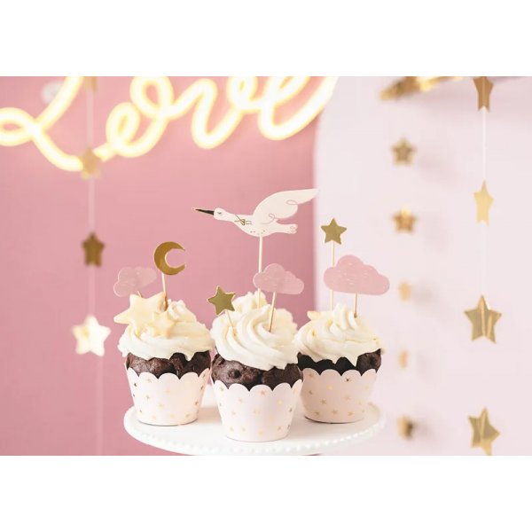 Kakespenner - Stork - Rosa/Gull - 7-pakning