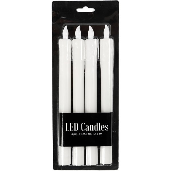 LED-lys - H: 24,5 cm - Dia. 20 mm - 4 stk. LED-lys - H: 24,5 cm - Dia. 20 mm - 4 stk.