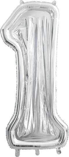 Nummerramme for ballong – Sølv – 126 cm – Nummer: 1 – Ballongrammer, Ballonger