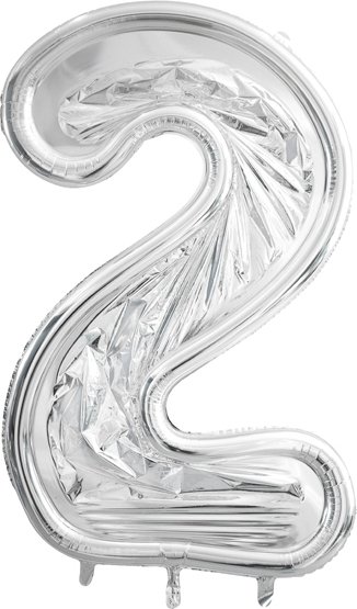 Nummerramme for ballong – Sølv – 126 cm – Nummer: 2 – Ballongrammer, Ballonger