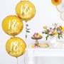 Rund folieballong - Guld - 18th Birthday