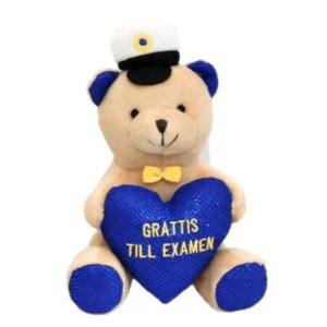 Studentdyr - Teddybj�rn - Bl�tt hjerte - "Gratulerer med uteksamineringen"