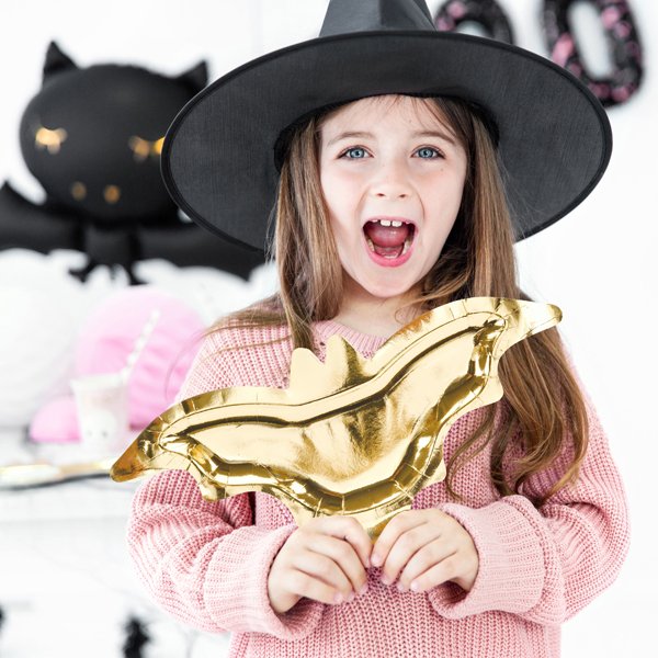 Papirtallerkener - Flaggermus - Gull metallic - 6-pakning