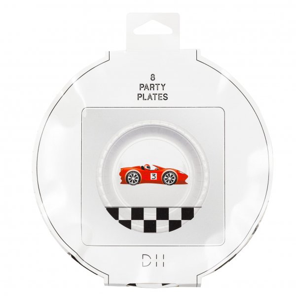 Papptallerken - Bil med sølvfolie 8-pakning (23 cm) Papptallerken - Bil med sølvfolie 8-pakning (23 cm)