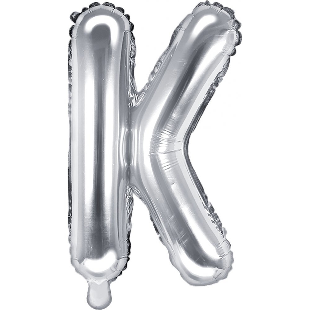 Bokstavballonger – Sølv – 35 cm – Bokstav: K – Bokstavballonger, Ballonger