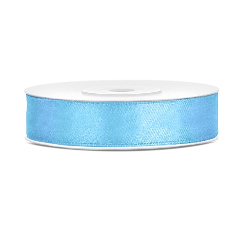 Satengbånd – 25 m – Lyseblå – Bredde: 12 mm – Bleiekake, Baby Shower