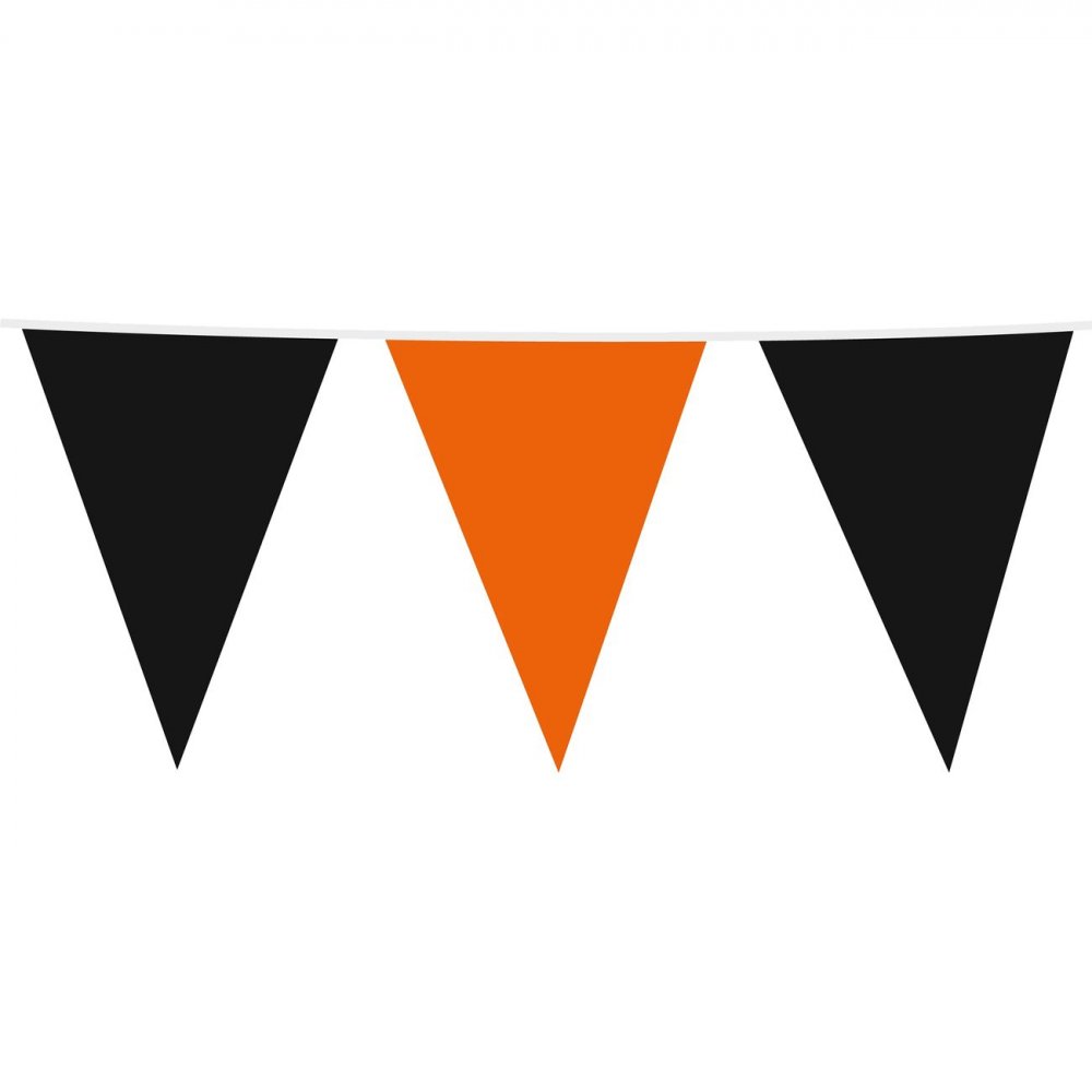 Girlander – Store vimpler – Svart/Oransje – 10 m – Vimpler til fester, Festdekorasjoner