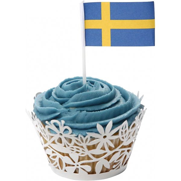 Kakeflagg - Sverige - størrelse 30x50 mm - 100 stk. Kakeflagg - Sverige - størrelse 30x50 mm - 100 stk.