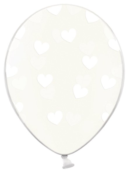 Ballonger - Klare - Hvite Hjerter - 6-pakning Ballonger - Klare - Hvite Hjerter - 6-pakning