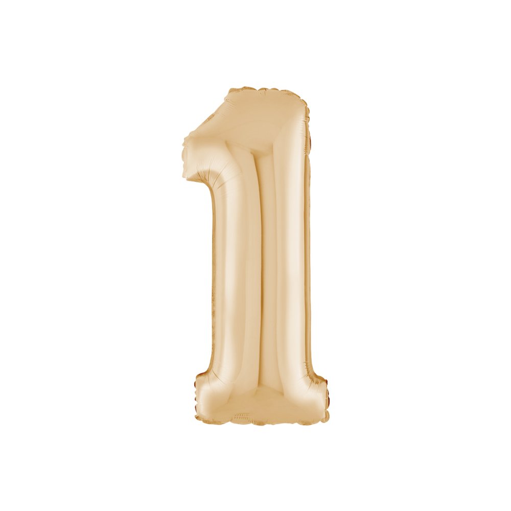 Ballongnummer - Hvitt gull - 66 cm - Nummer: 1 - Tallballonger, Ballonger