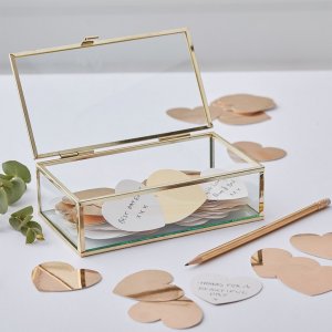 Glassboks med hjerter - Gullbryllup