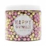 Sjokoladeperler/Choco Drag�es - Rosa/Gull - Happy Sprinkles - 80g