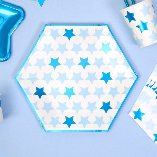 Papptallerkener - Stjerner - Blå - 8-pakning Papptallerkener - Stjerner - Blå - 8-pakning