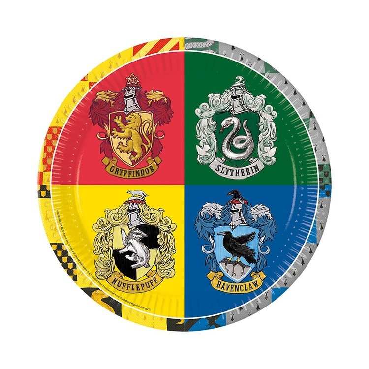 Papptallerkener - Harry Potter - 23 cm - 8-pakning - Papirtallerkener til fester