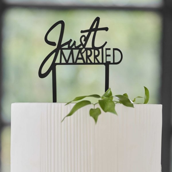 Cake Topper - Just Married - Contemporary Wedding