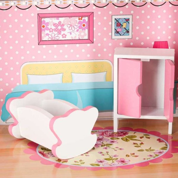 Tredukkeskap 70 cm rosa med LED-belysning - Selvmontering