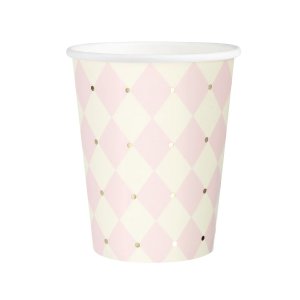 Papirkopper - Rutete - Rosa/Gull - 10-pakning