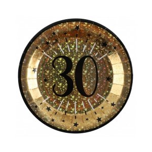 Papptallerkener - Glitrende 30 år - 23 cm - 10-pakning Papptallerkener - Glitrende 30 år - 23 cm - 10-pakning