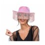 Rosa skimrende cowboyhatt med frynser