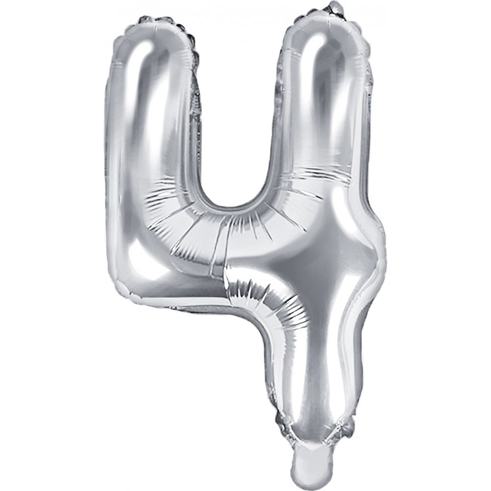 Tallballong – Sølv – 35 cm – Tall: 4 – Tallballonger, Ballonger