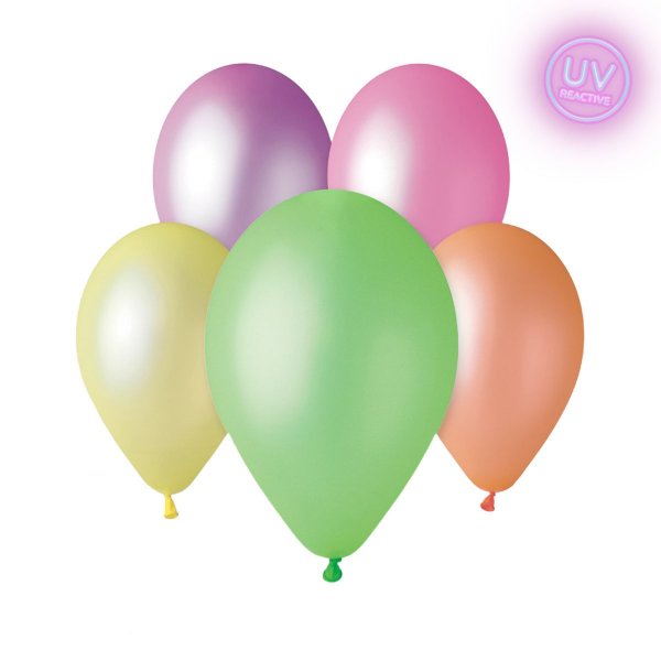 Lateksballonger - Neon Mix - UV-glød - 28 cm Lateksballonger - Neon Mix - UV-glød - 28 cm