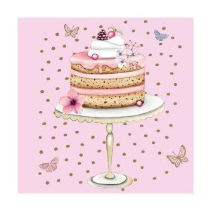 Servietter - Rosa med kake - 20-pakning Servietter - Rosa med kake - 20-pakning
