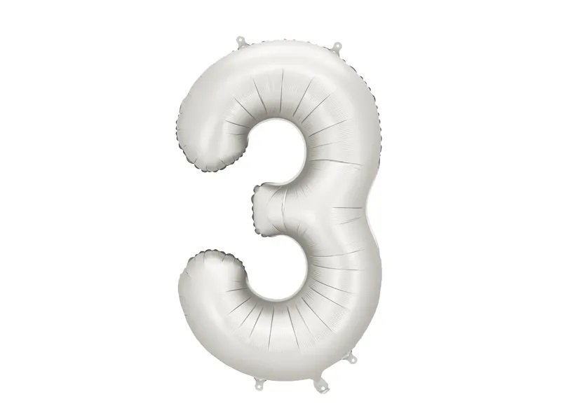 Tallballong – Matt sølv – 86 cm – Nummer: 3 – Tallballonger, Ballonger