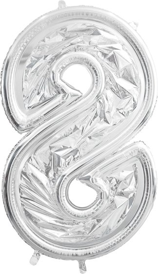 Nummerramme for ballong – Sølv – 126 cm – Nummer: 8 – Ballongrammer, Ballonger