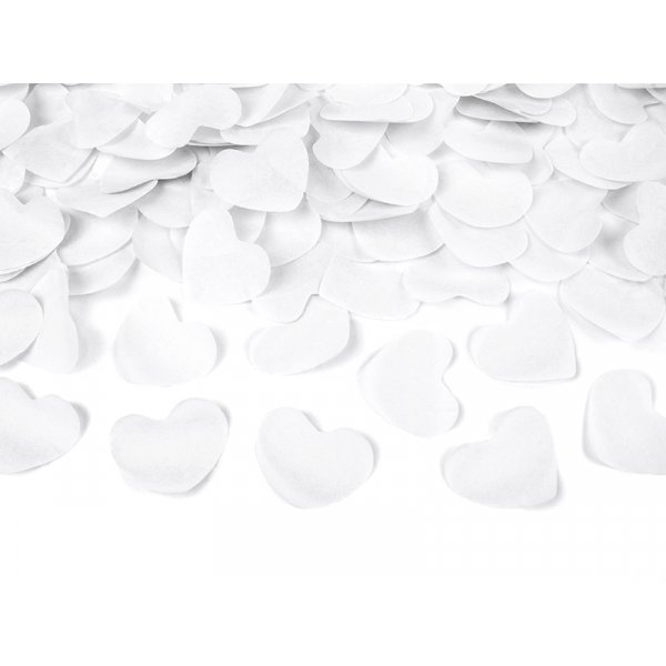 Konfettikanon - 28 cm - Hvite hjerter
