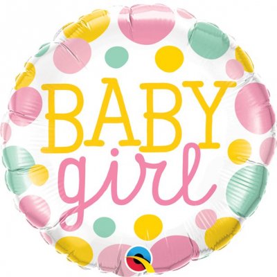 Folieballong - Baby Girl - Pastel Dots