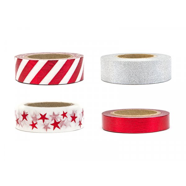 Washi-tape - 4-pakning - Rød Mix Washi-tape - 4-pakning - Rød Mix