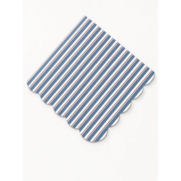 Servietter - Striper Bl�/Hvit/R�d - Lavendelbl� - 16-pakning