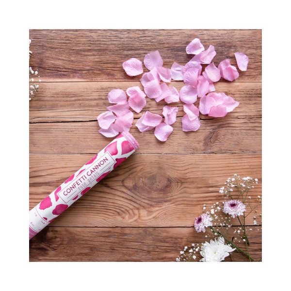 Konfettikanon med rosa roseblader Konfettikanon med rosa roseblader