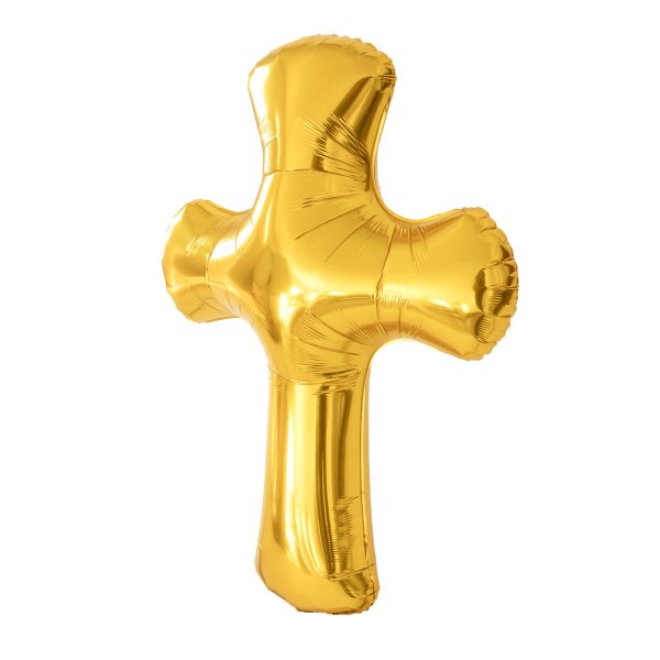 Folieballong - Kors - Gull - 85 x 120 cm Folieballong - Kors - Gull - 85 x 120 cm