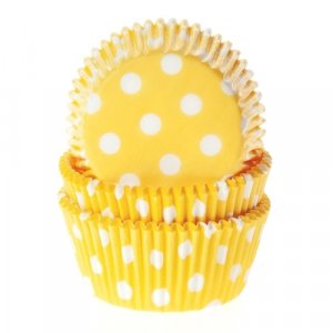 Muffinsformer - Gule med hvite prikker - 50-pakning Muffinsformer - Gule med hvite prikker - 50-pakning