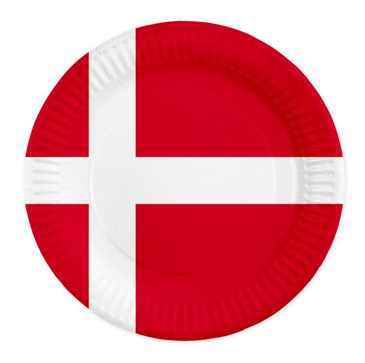 Papptallerkener – Danmark – 23 cm – 8-pakning – Papirtallerkener, Borddekking