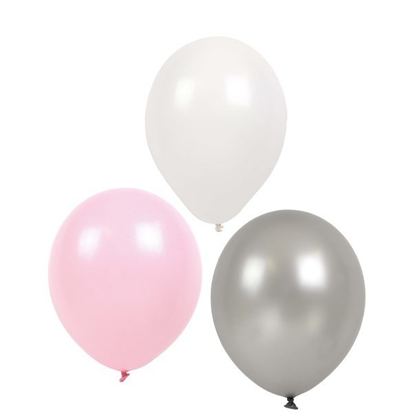 Ballonger - Rosa/Hvit/Sølv - 9-pakning Ballonger - Rosa/Hvit/Sølv - 9-pakning