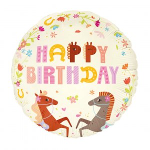 Folieballong - 45 cm - Gratulerer med dagen - Hestefest