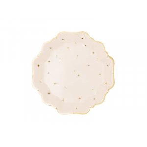 Papirtallerkener - Beige med stjerner - 21 cm