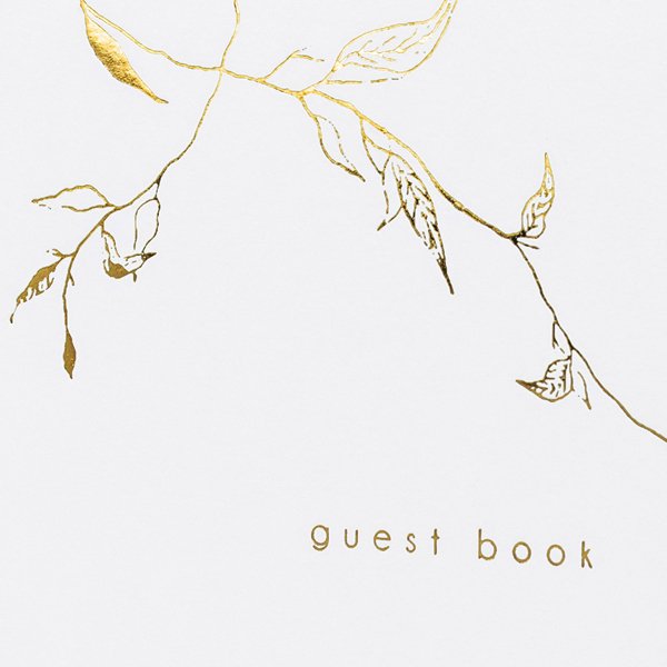 Gjestebok - Grener - Hvit/Gull