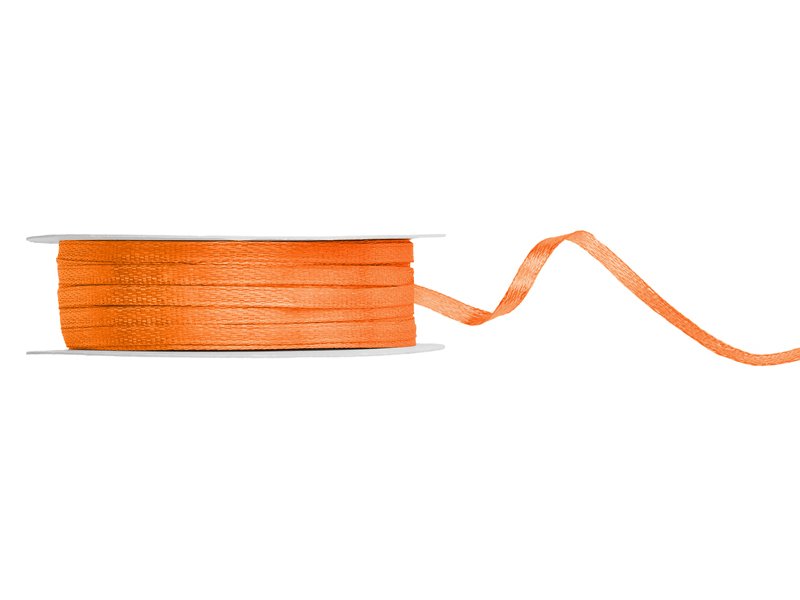 Satengbånd – Oransje – (Bredde: 3 mm) – 50 meter