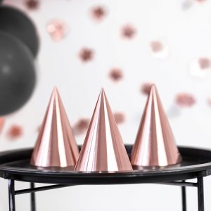 Festhatter - Metallisk - Rosgull - 6-pakning