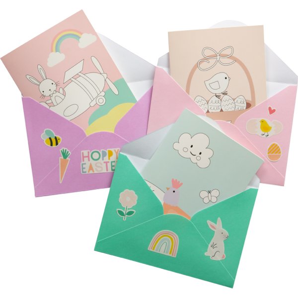 Pskekort - Konvolutter, klistremerker og penner - 3-pakning