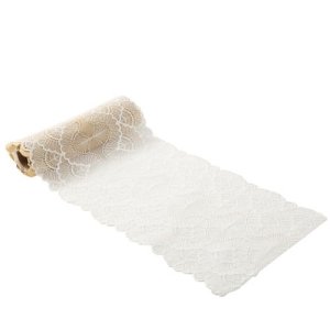 Bordløper i blonde - Hvit - 18 cm x 3 m Bordløper i blonde - Hvit - 18 cm x 3 m