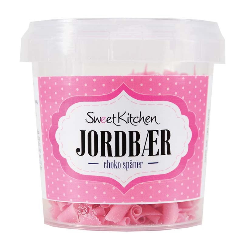 Sjokoladebiter - Jordbærsmak - Rosa - SweetKitchen - 35g - Sjokoladeperler, Sprinkles
