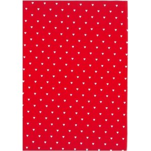 Julegavepapir - Rdt med hvite hjerter - 70 cm bredt, 10 m langt