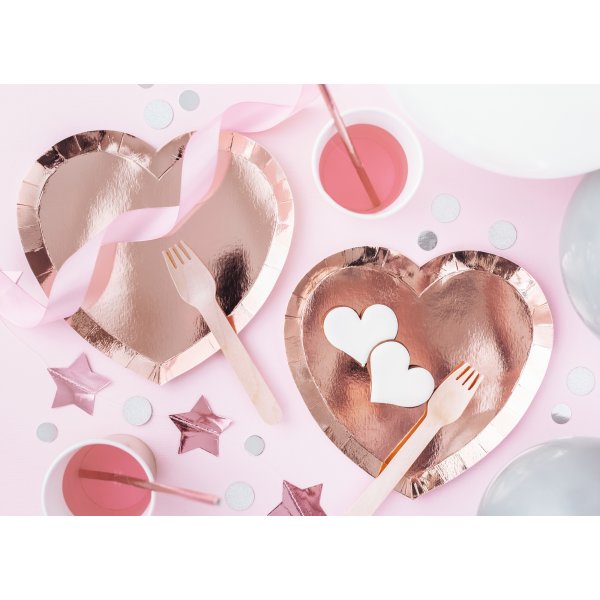 Desserttallerkener - Hjerte - Roségull - 6-pakning Desserttallerkener - Hjerte - Roségull - 6-pakning