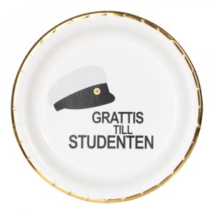 Papirtallerkener - Gratulerer til uteksaminerte - 8-pakning - 18 cm