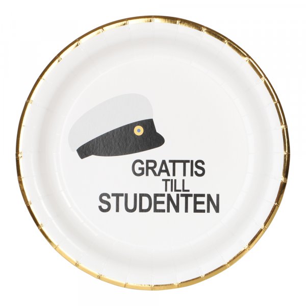 Papirtallerkener - Gratulerer til uteksaminerte - 8-pakning - 18 cm Papirtallerkener - Gratulerer til uteksaminerte - 8-pakning - 18 cm